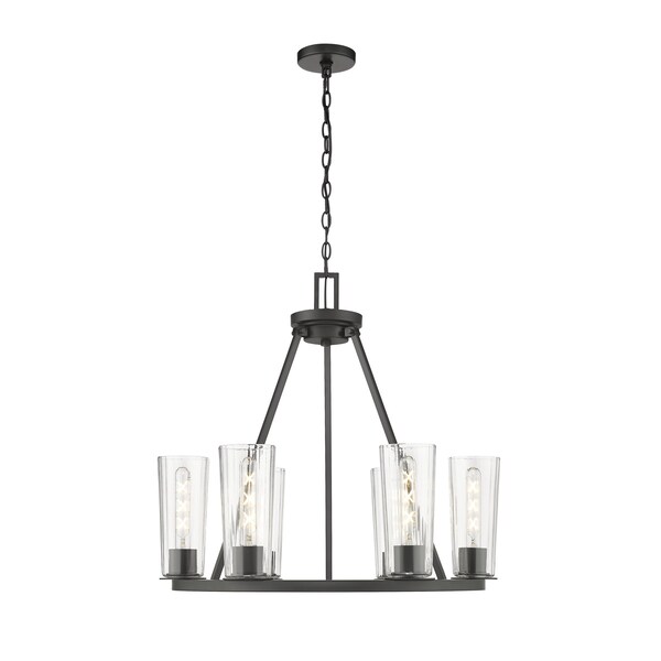 Z-Lite Titus 6 Light Chandelier, 26in. W x 24.5in. H, Matte Black 826-6MB - main